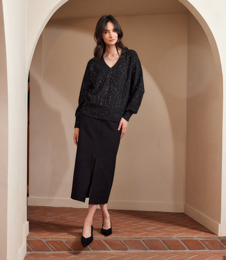 Sequin V-Neck Sweater