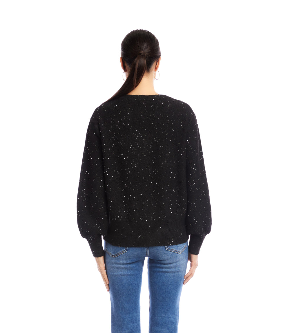 Sequin V-Neck Sweater