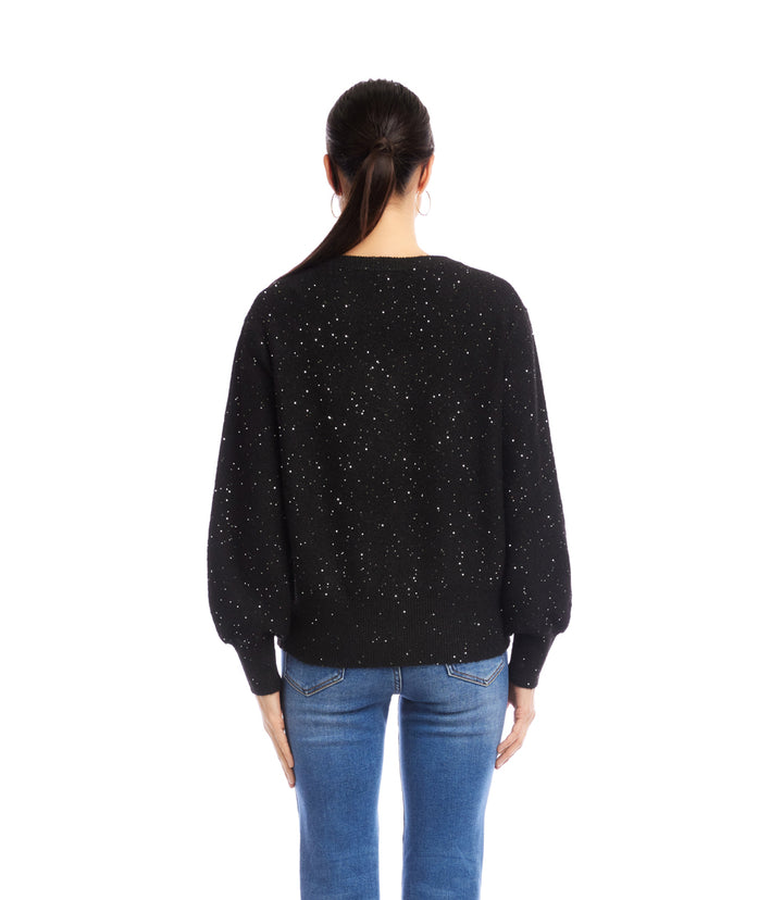 Sequin V-Neck Sweater