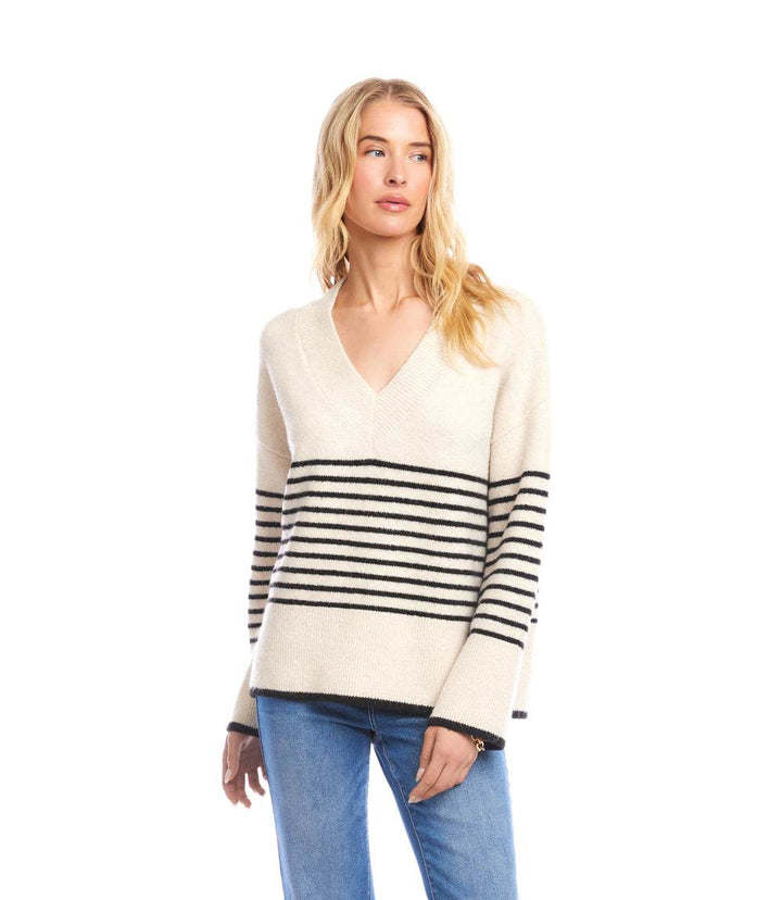 Stripe V-Neck Sweater