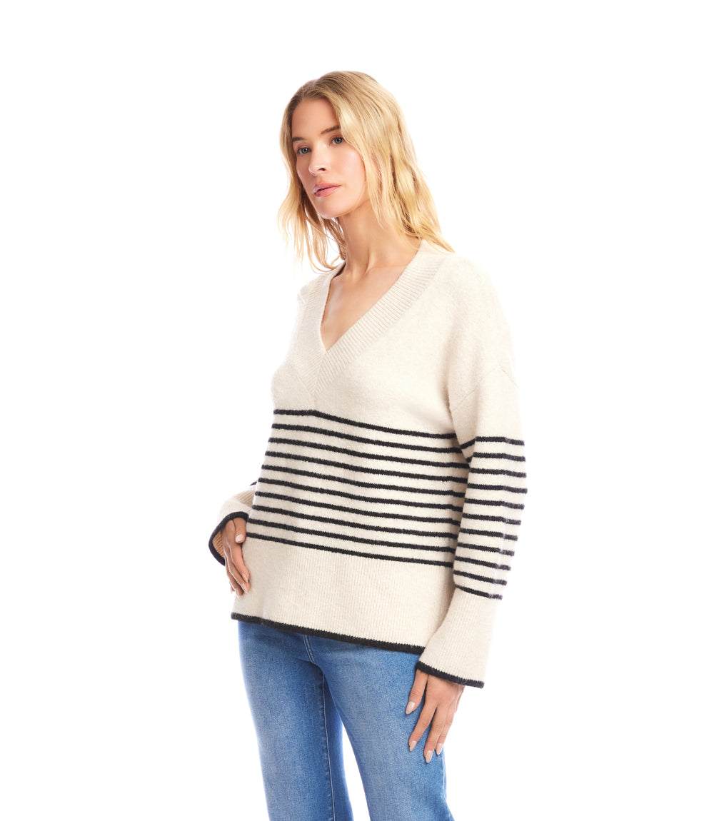 Stripe V-Neck Sweater