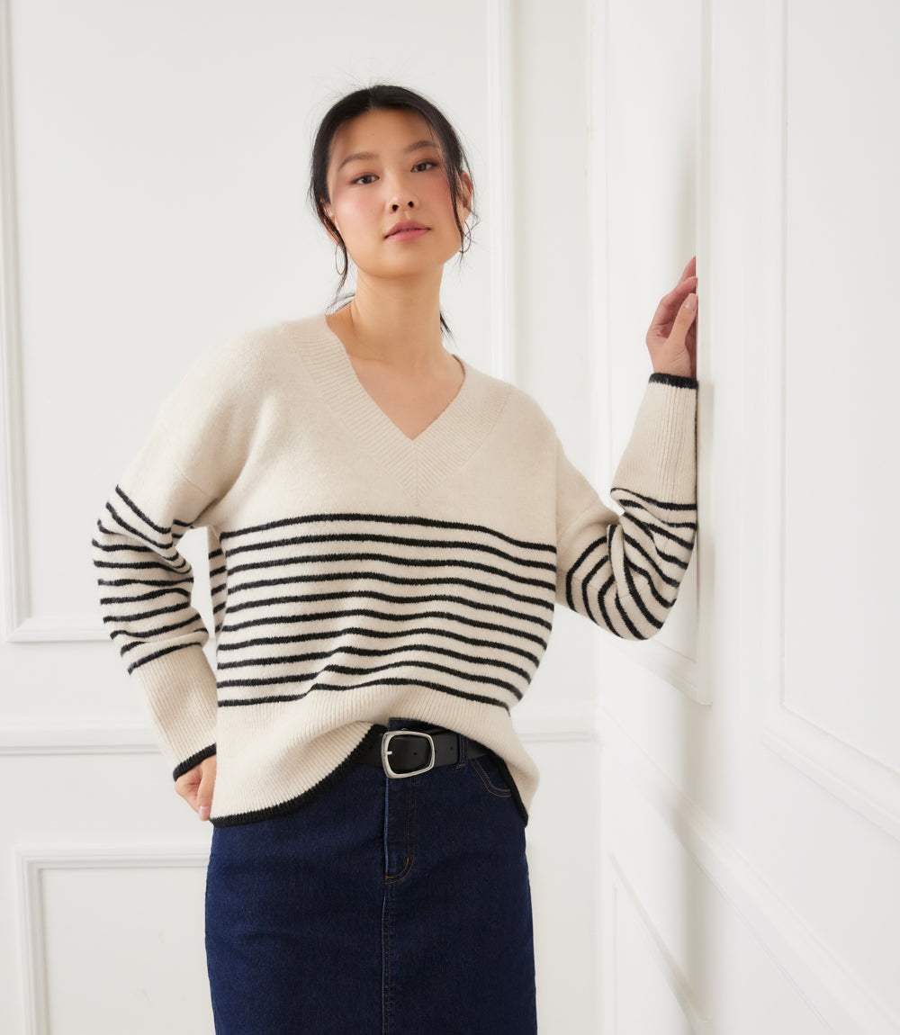 Stripe V-Neck Sweater
