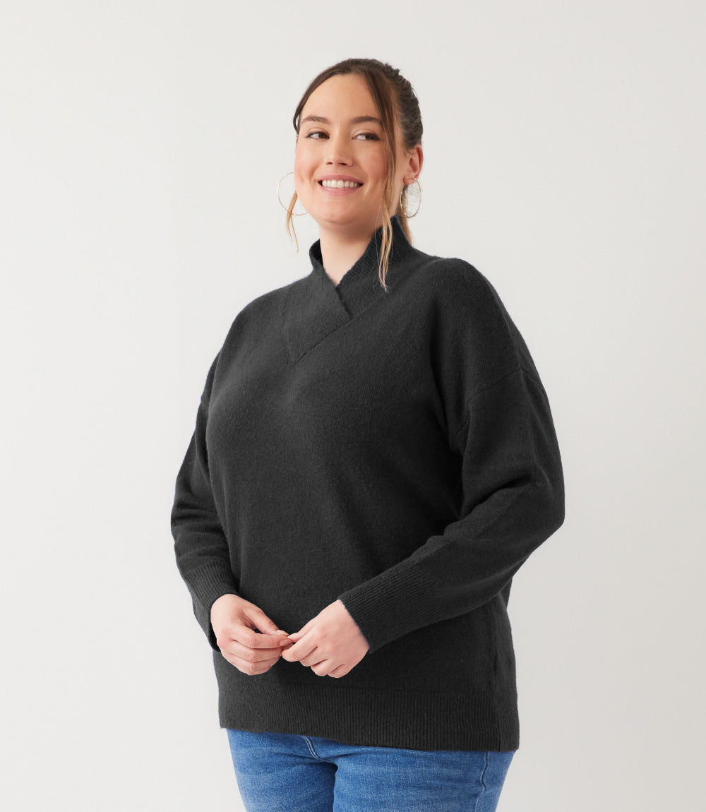Plus Size Shawl Collar Sweater