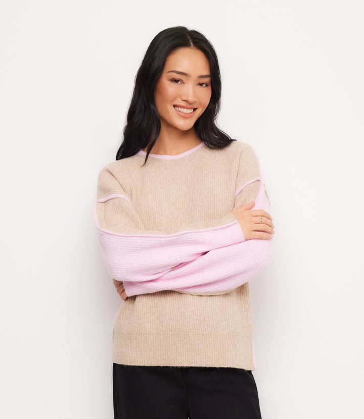 Colorblock Crewneck Sweater