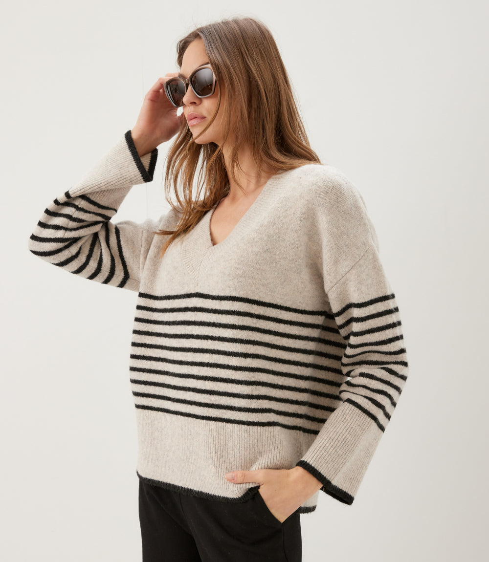 Stripe V-Neck Sweater