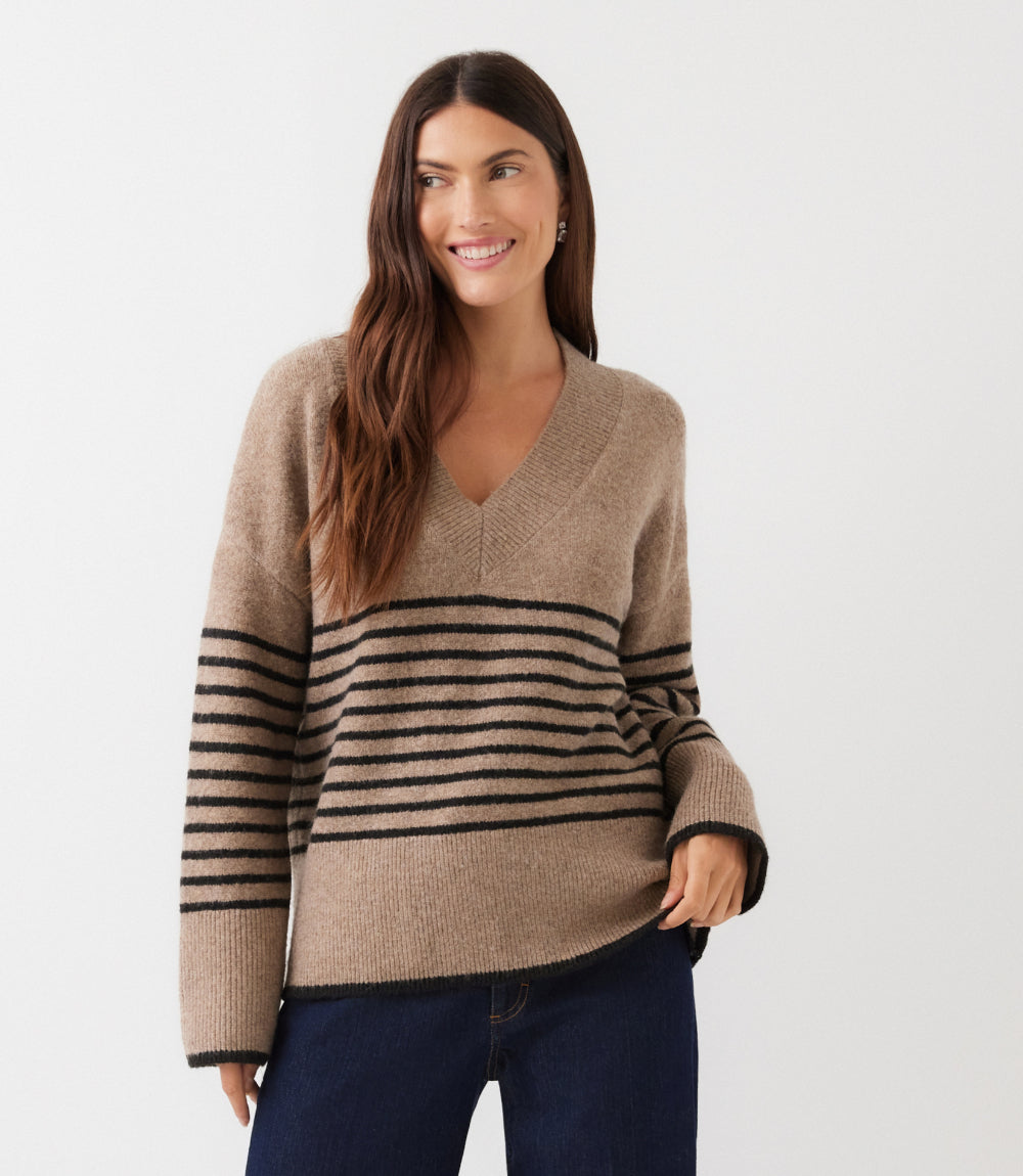 Stripe V-Neck Sweater