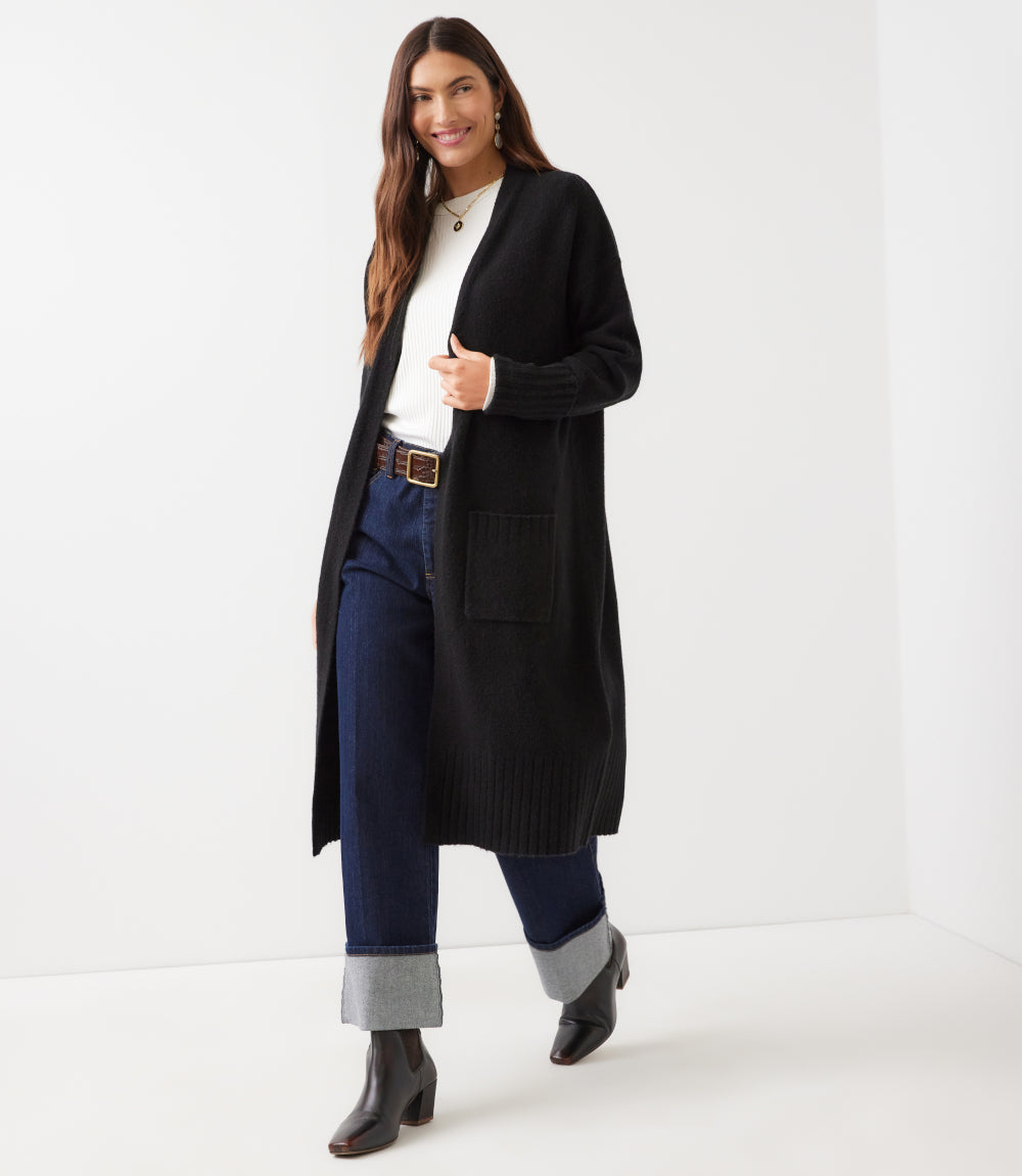 Long Open Front Cardigan Sweater