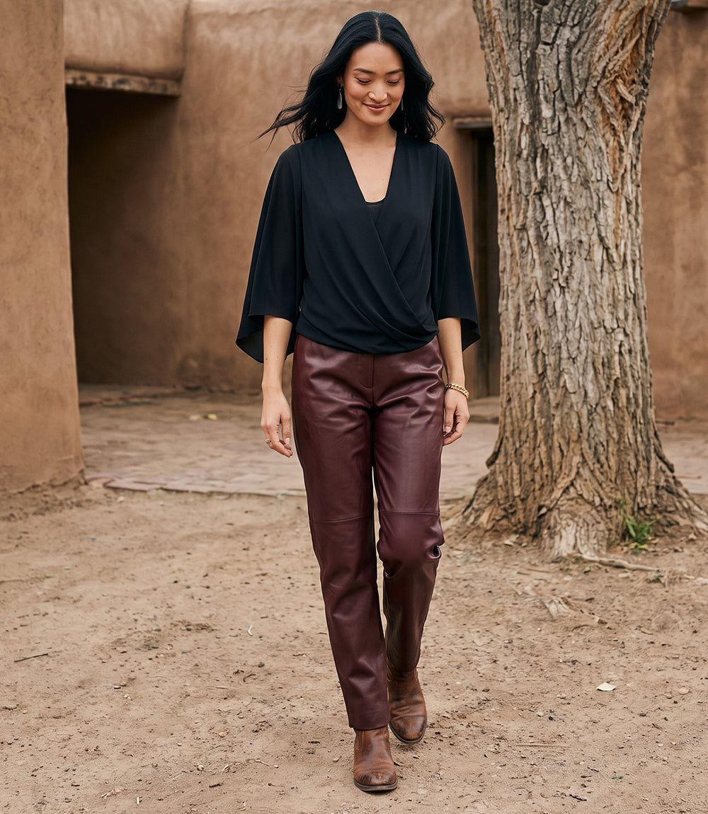 Bracelet Sleeve Drape Front Crossover Top