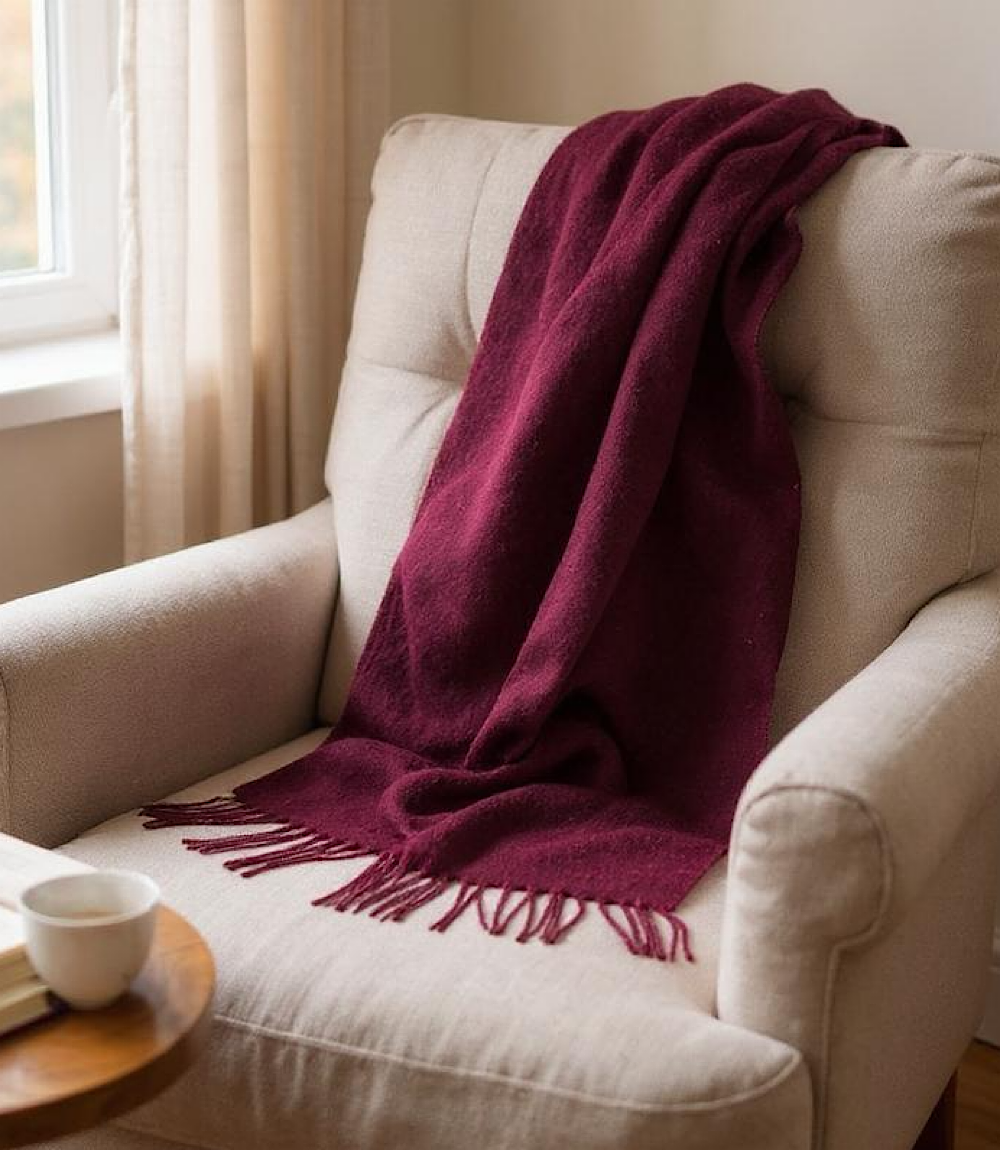 Merino Wool Fringed Scarf