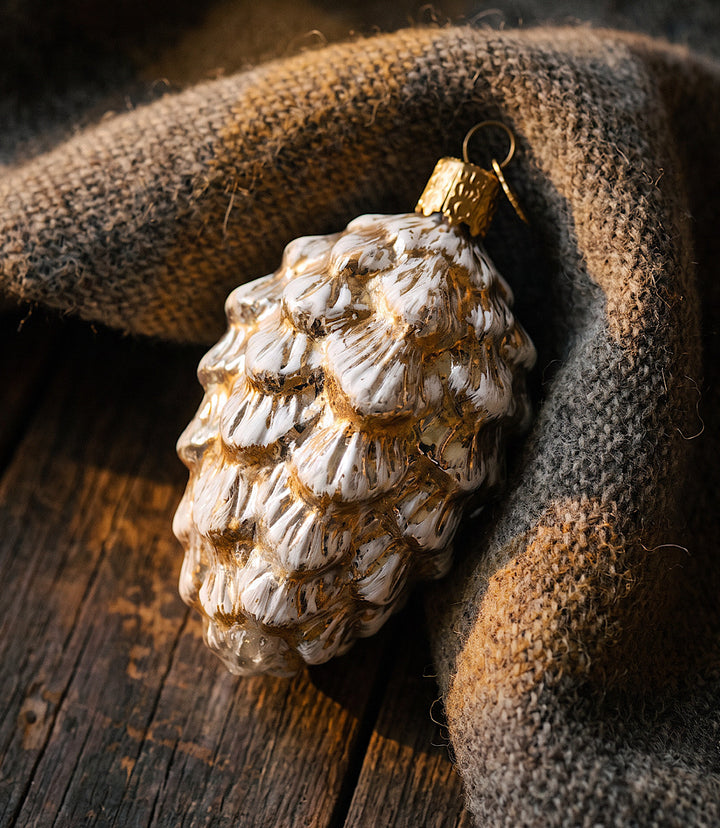 Vintage Ponderosa Pine Cone Glass Ornament