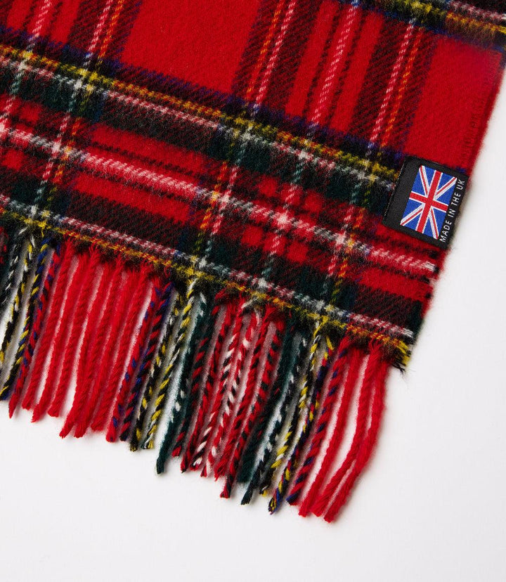 Merino Wool Fringed Plaid Scarf