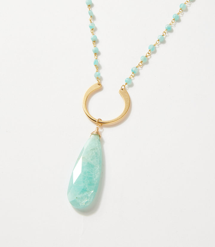 Amazonite Teardrop Beaded Necklace