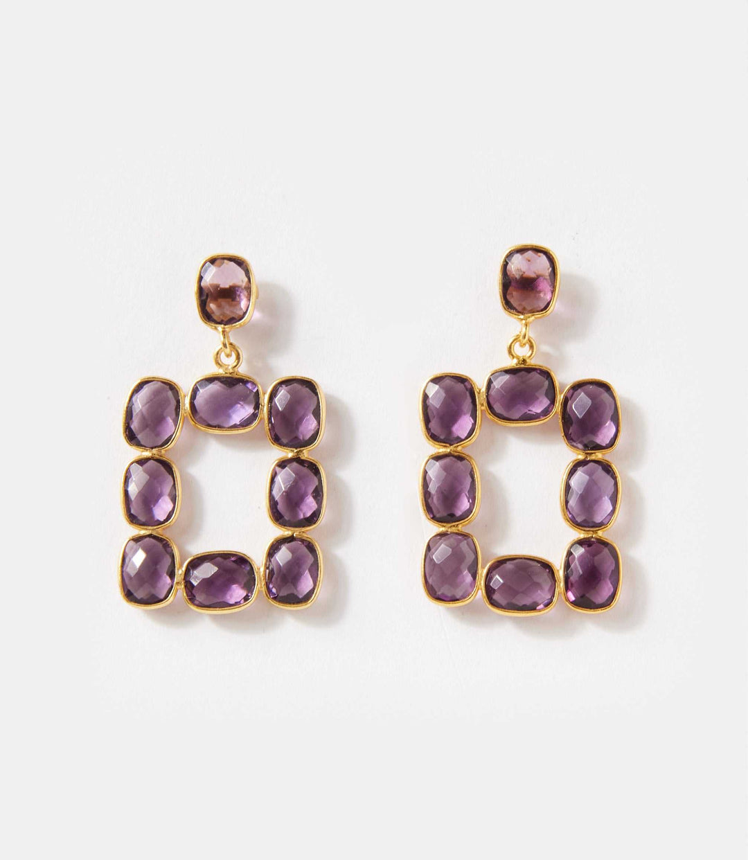 Rectangular Gemstone Bezel Earrings