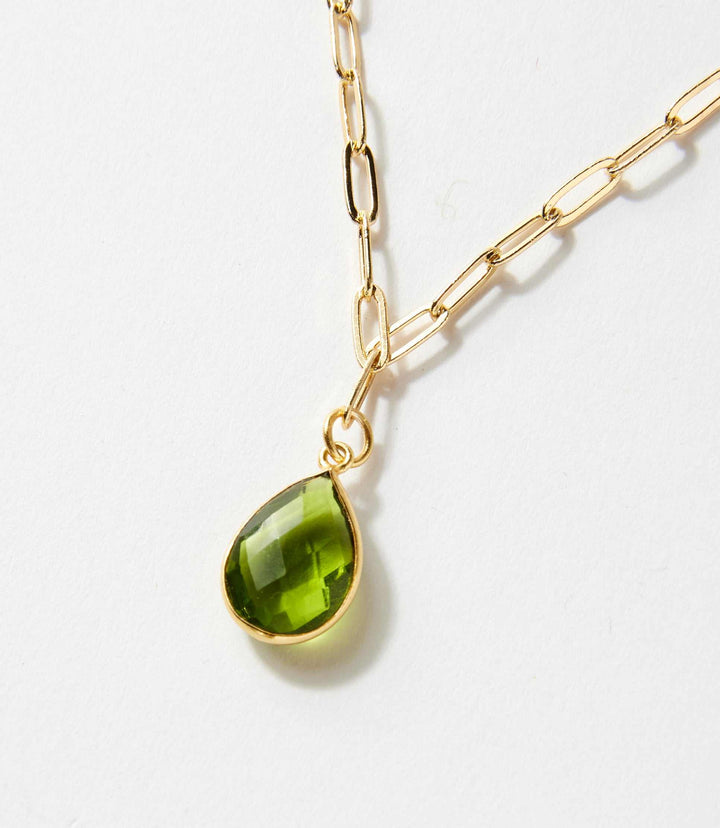 Peridot Gemstone Teardrop Necklace