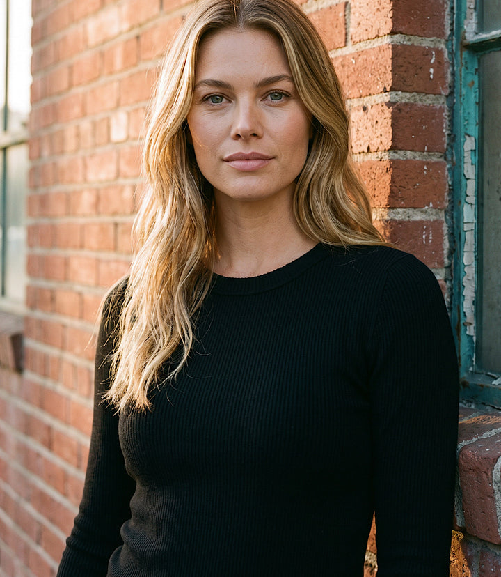 Ribbed Long Sleeve Crewneck Top