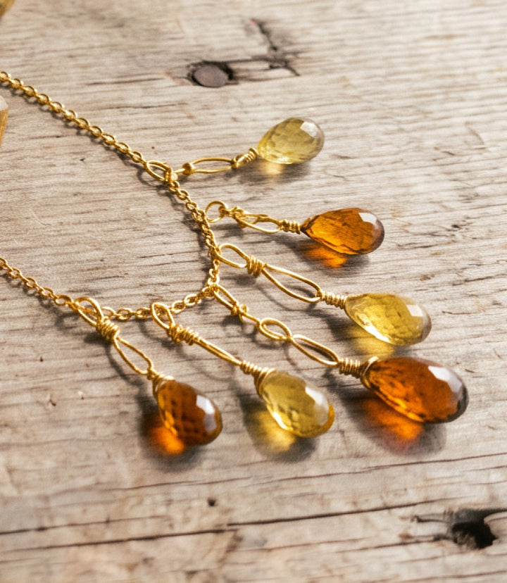 Mixed Citrine Dangle Necklace