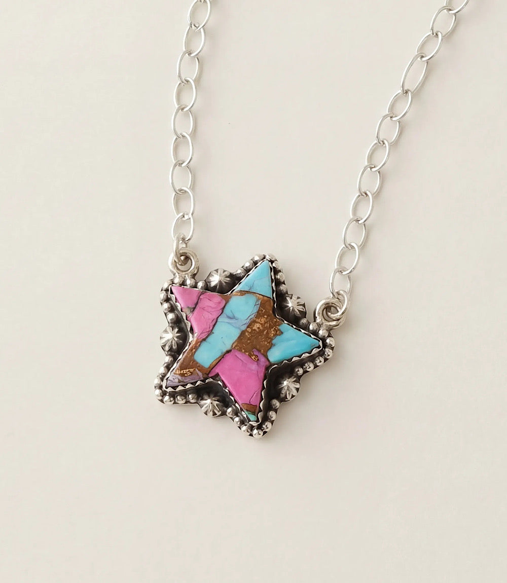 Cotton Candy Turquoise Star Necklace