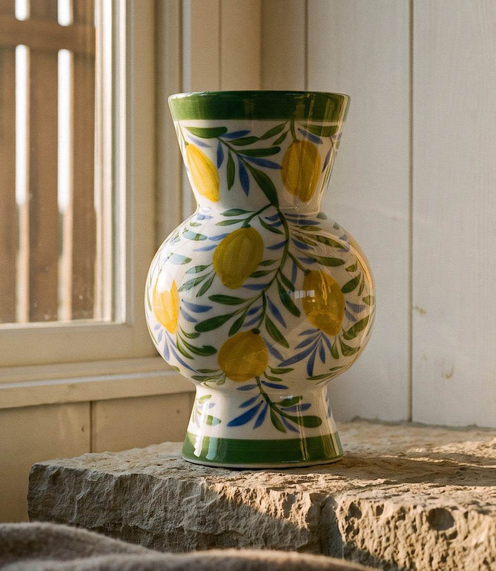 Hand-Painted Small Lemon Vase