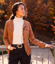 Faux Suede Cargo Jacket