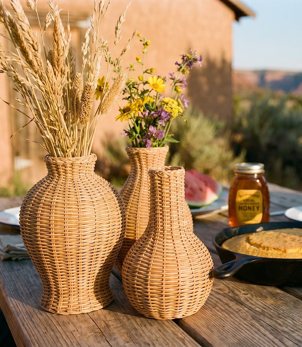 Montecito Orb Basket Weave Resin Vase