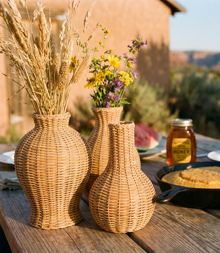 Montecito Orb Basket Weave Resin Vase