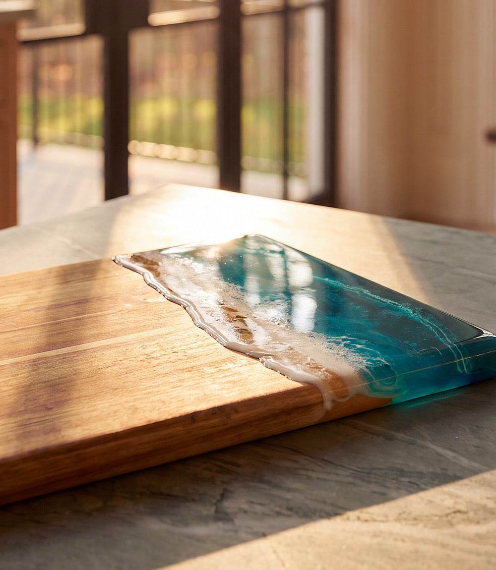 Ocean Waves Wooden Serving Tray