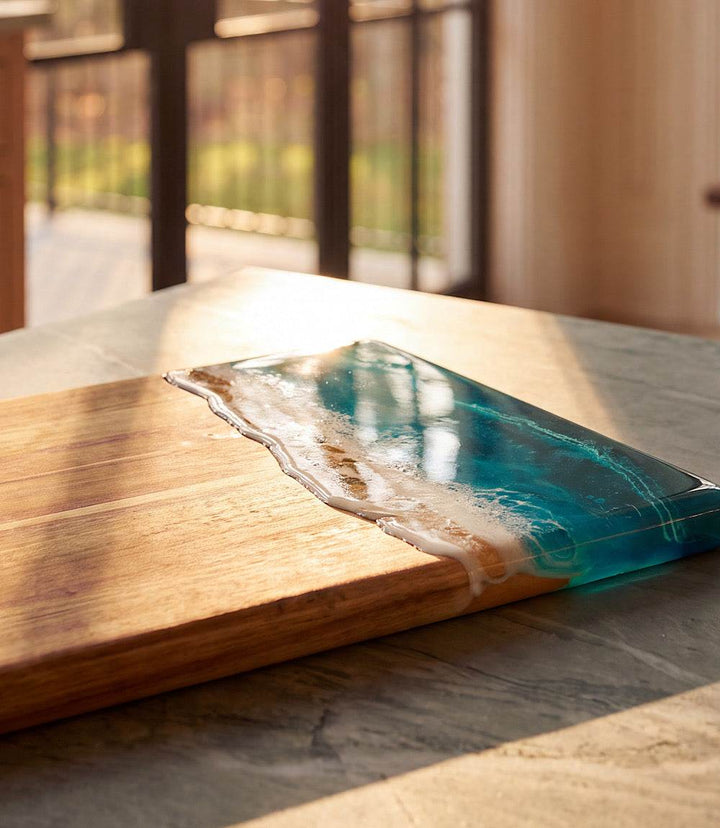 Ocean Waves Wooden Serving Tray
