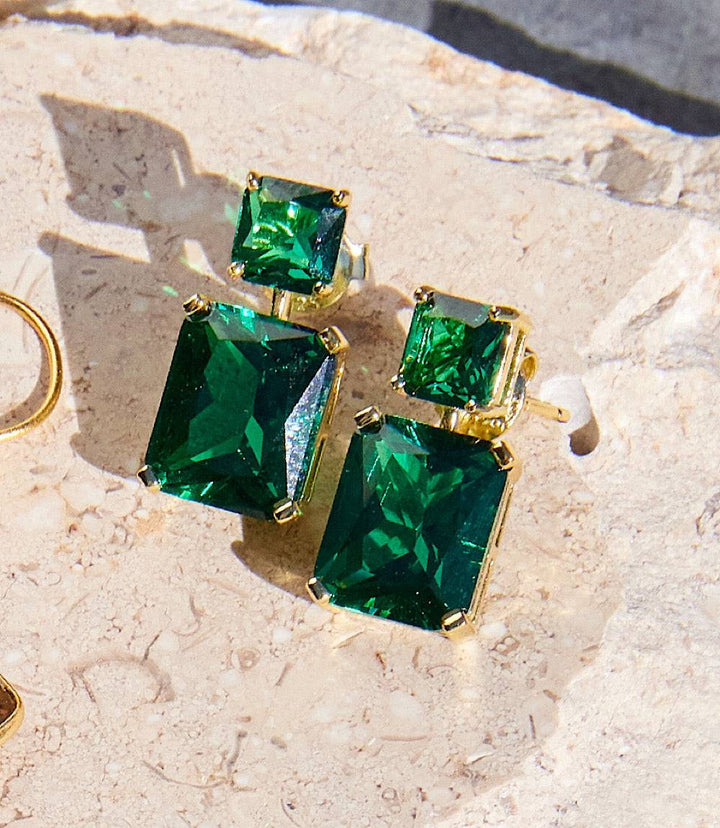 Princess Cut Drop Earrings