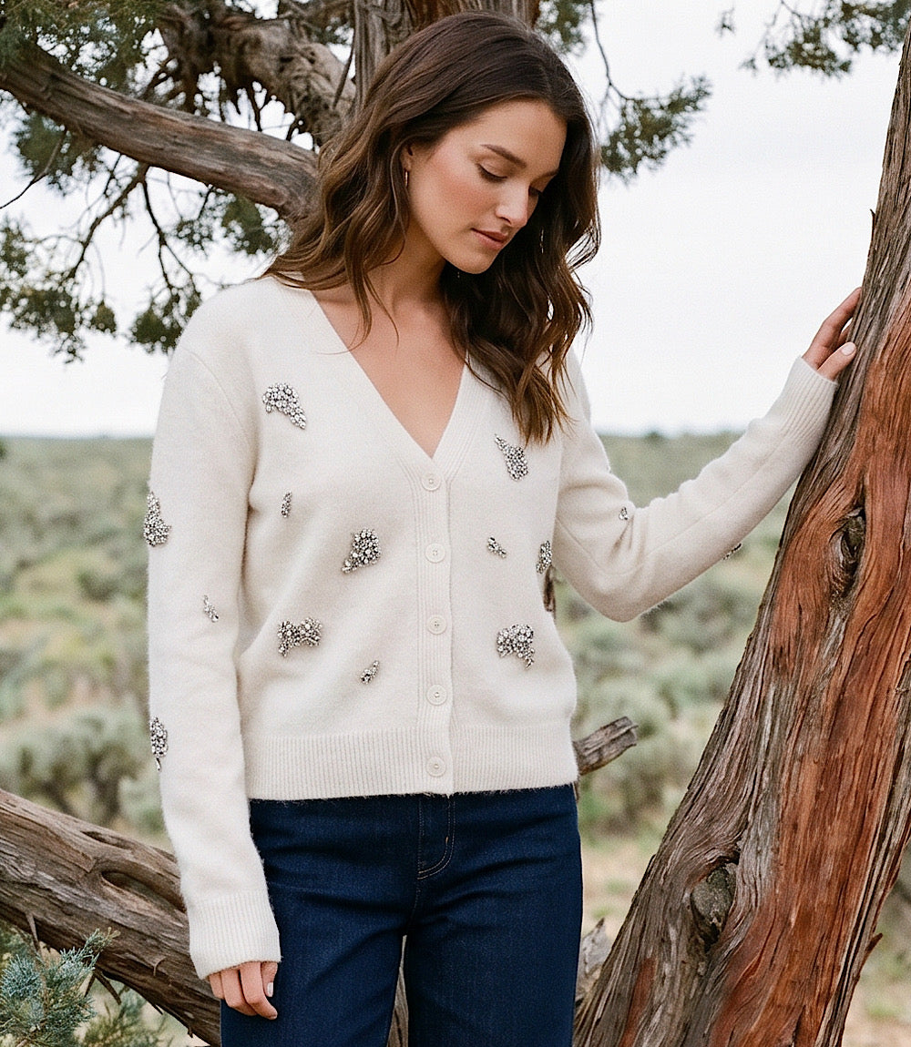 Rhinestone Cardigan Sweater