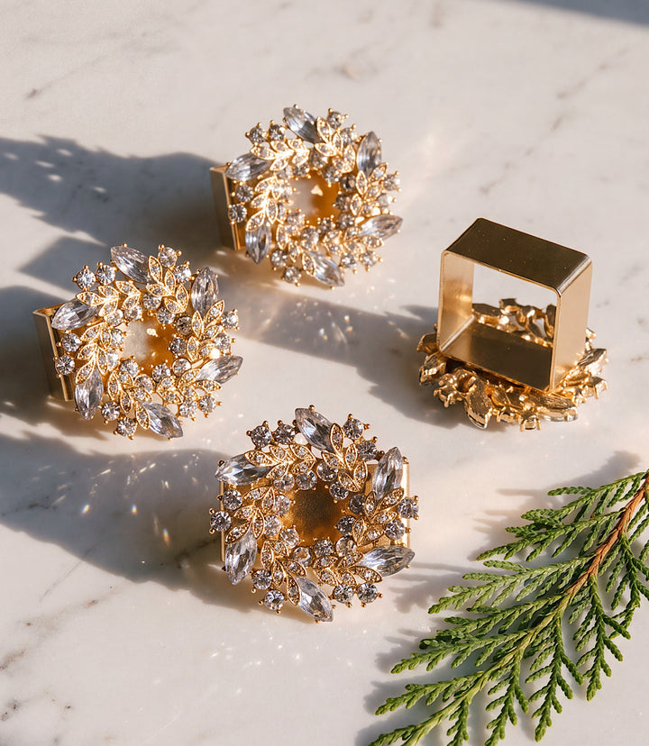 Jeweled Wreath Napkin Rings, Set Of 4