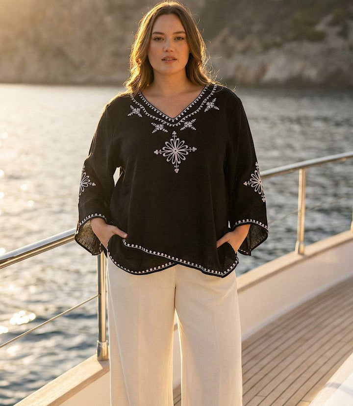 Plus Size Bracelet Sleeve Asymmetric Top