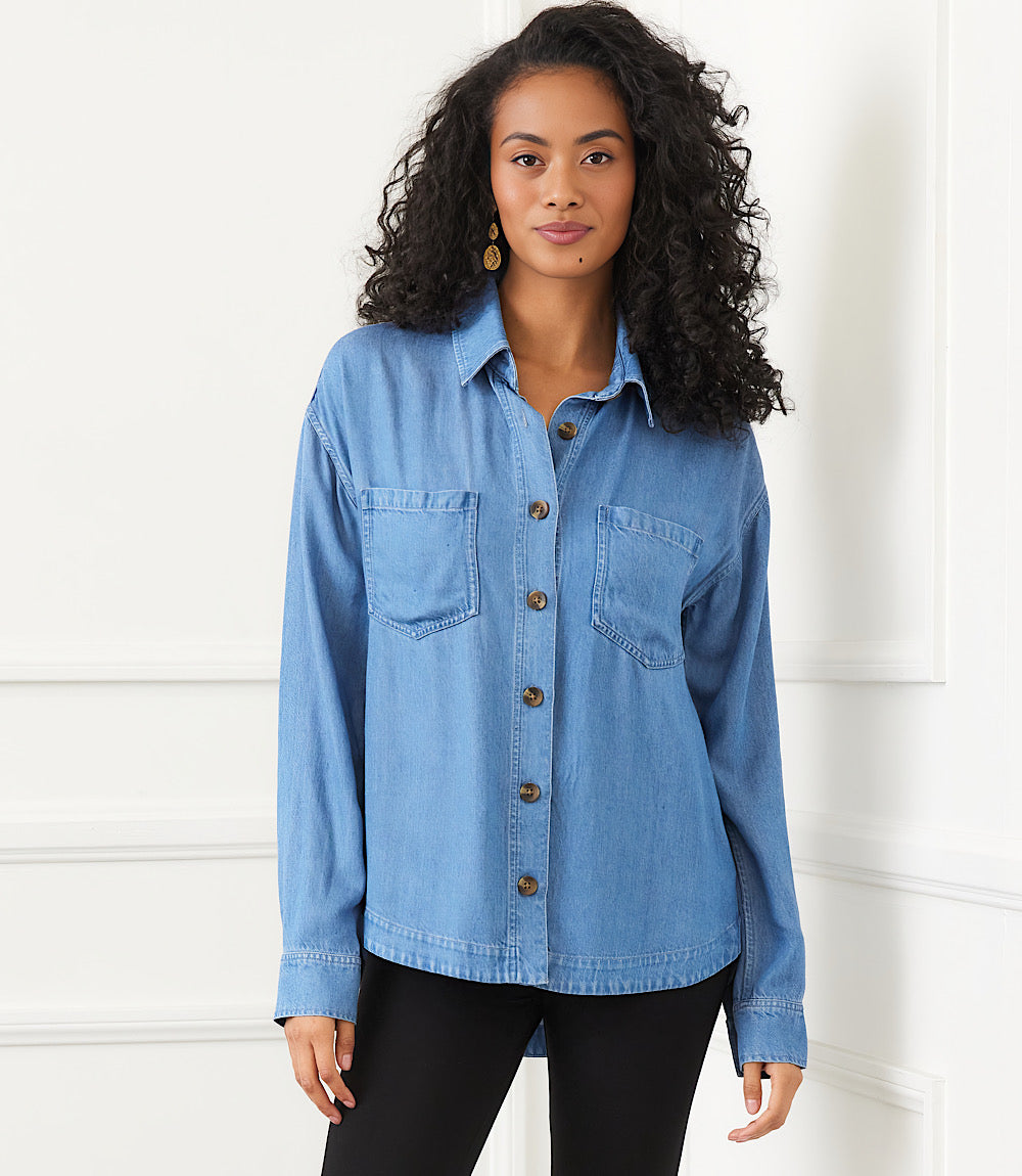 Long Sleeve Soft Denim Shirt Jacket