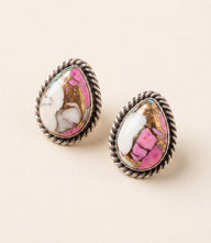 Cotton Candy Turquoise Teardrop Post Earrings