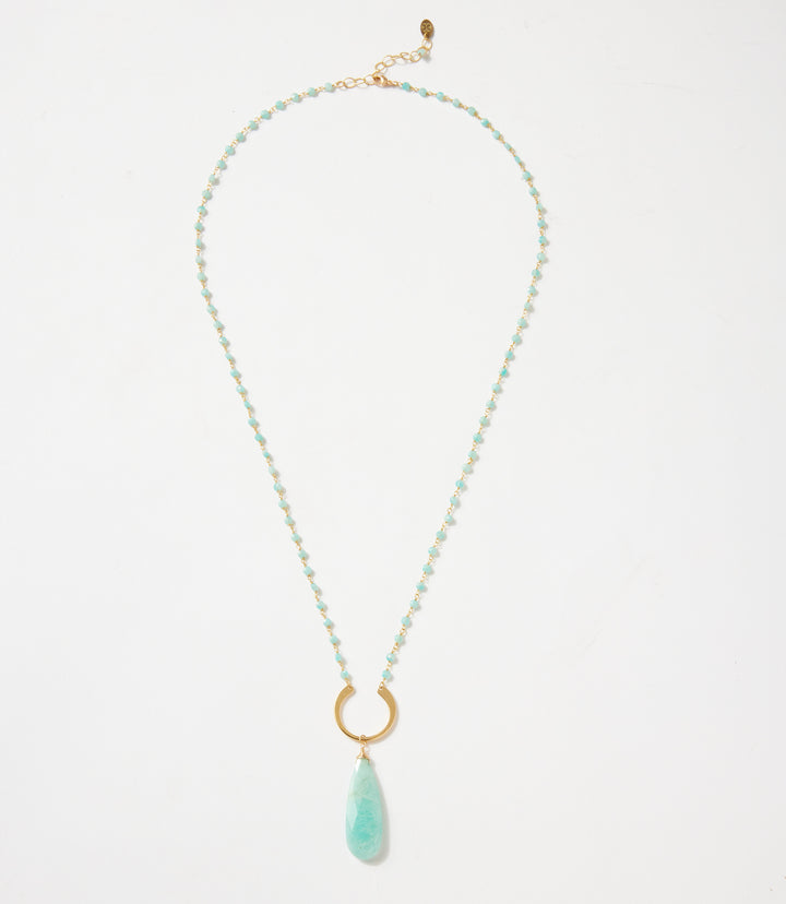 Amazonite Teardrop Beaded Necklace
