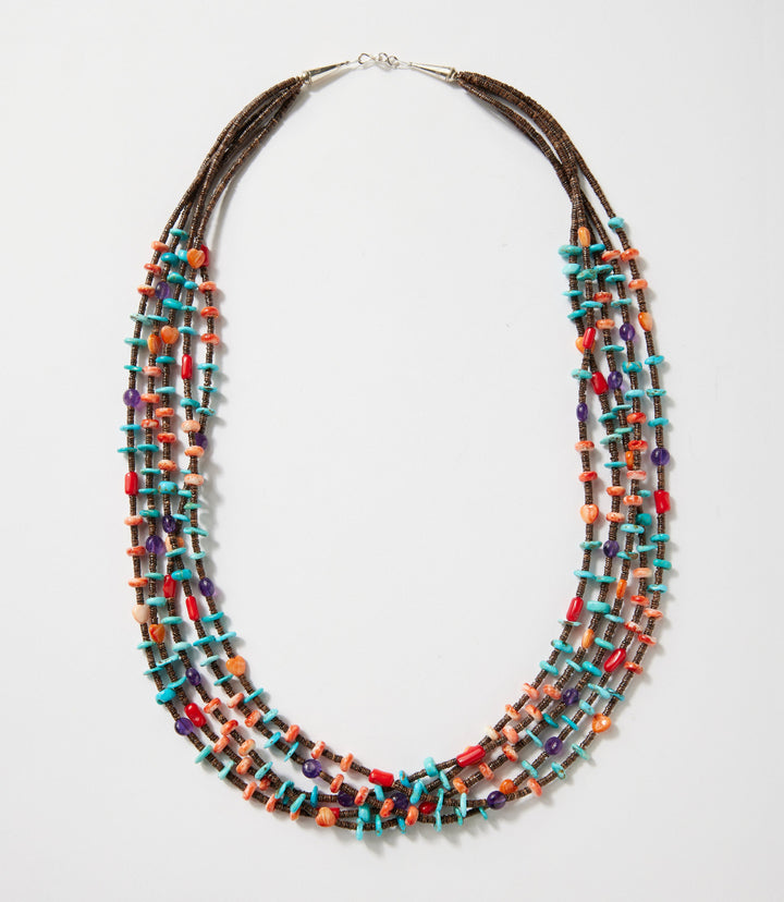 Five Strand Turquoise Beaded Treasure Necklace