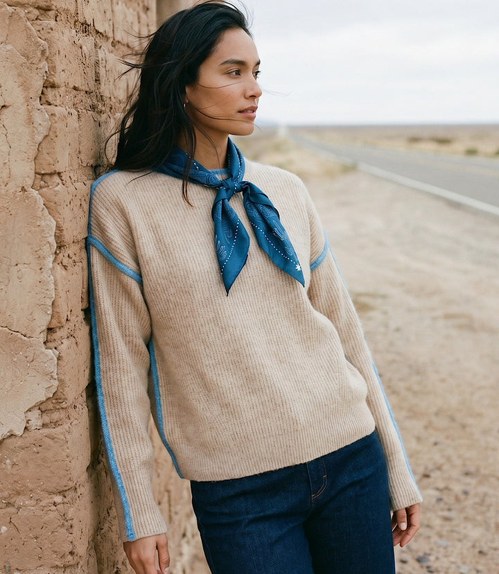 Petite Size Colorblock Crewneck Sweater