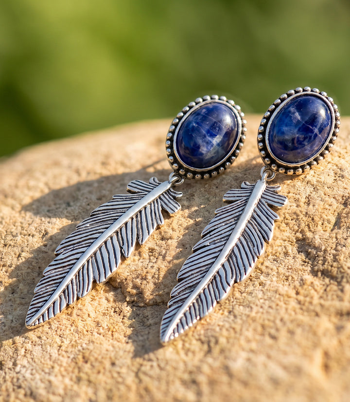 Embellished Feather Earrings