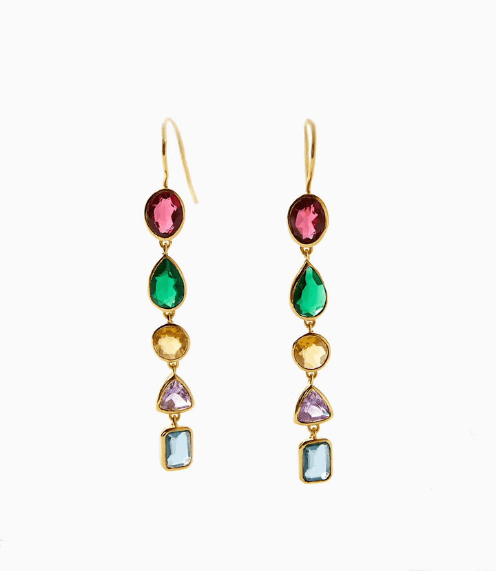Mixed Gemstone Dangle Earrings
