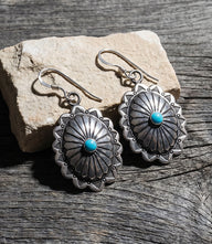 Sterling Silver Turquoise Concho Earrings