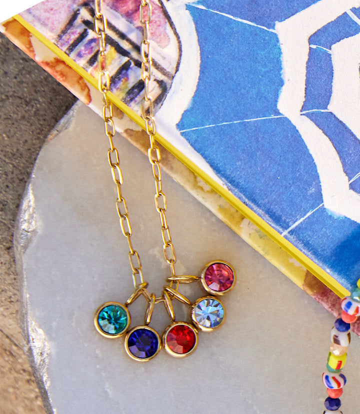 Five Gem Charm Necklace