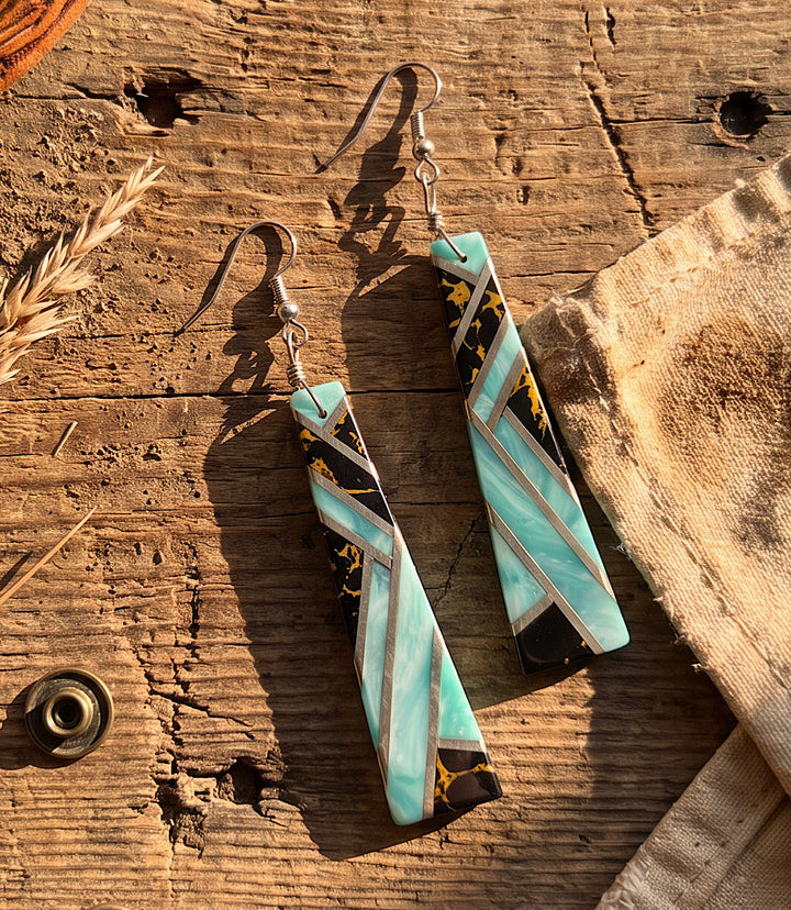Vintage Larimar Inlay Earrings