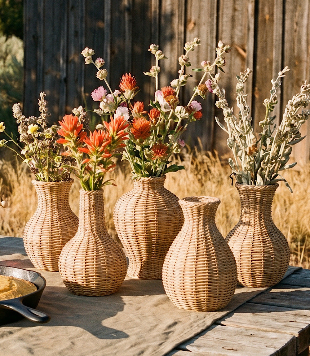 Montecito Orb Basket Weave Resin Vase