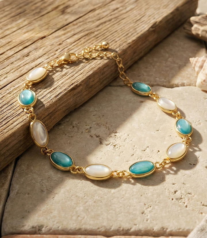 Turquoise And Pearl Beaded Bracelet