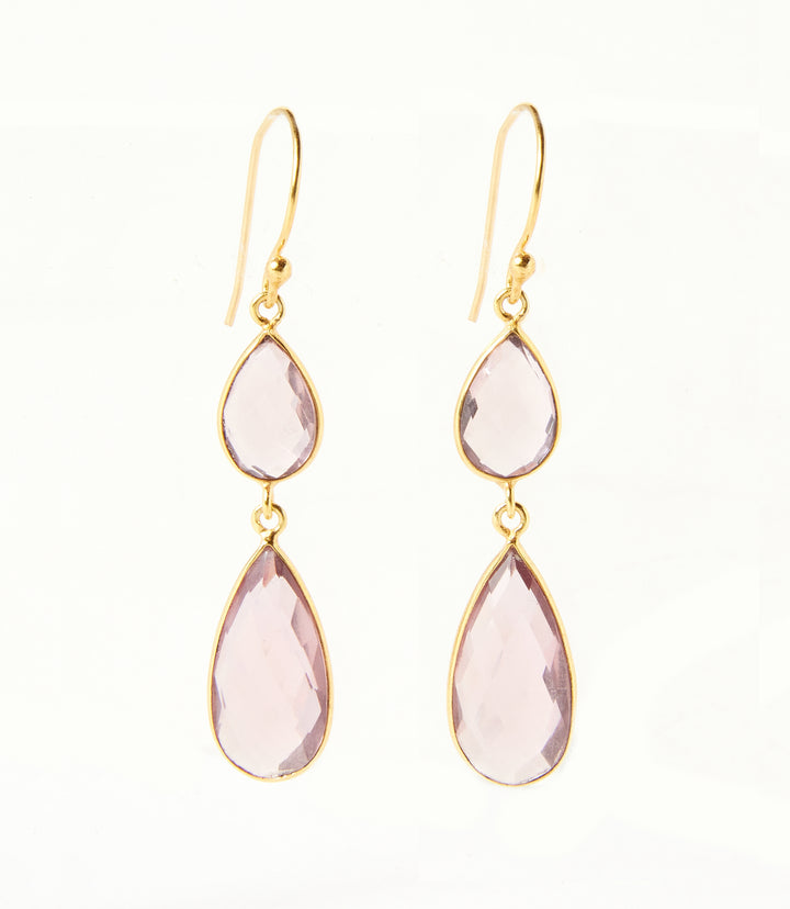 Double Teardrop Gemstone Earrings