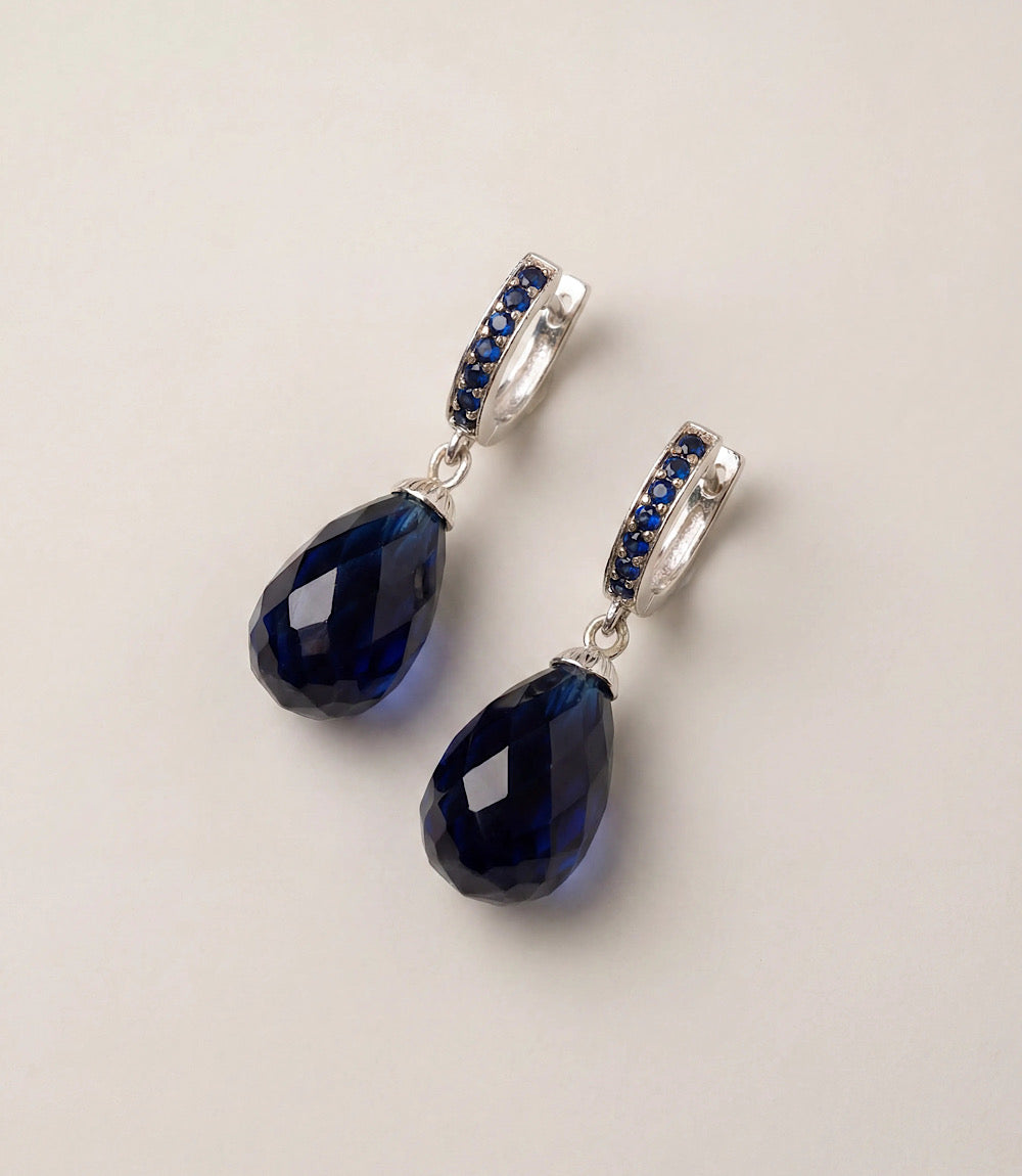 Sapphire Stone Huggie Earrings