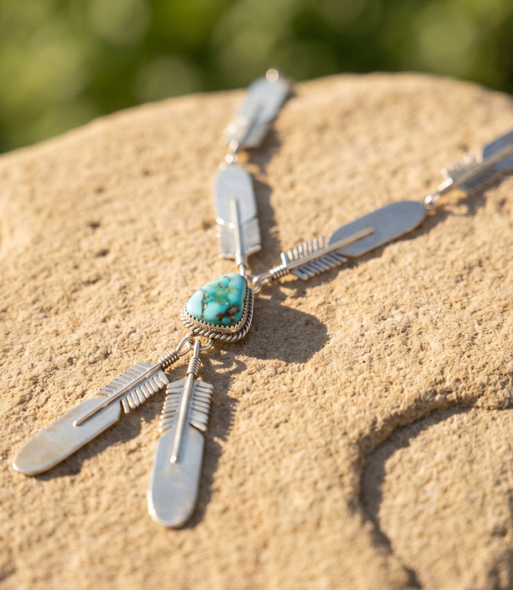 Sonoran Gold Embellished Feather Necklace