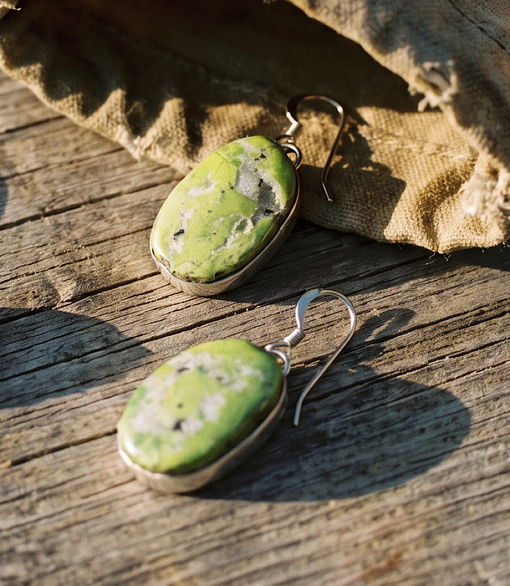 Vintage Green Turquoise Drop Earrings