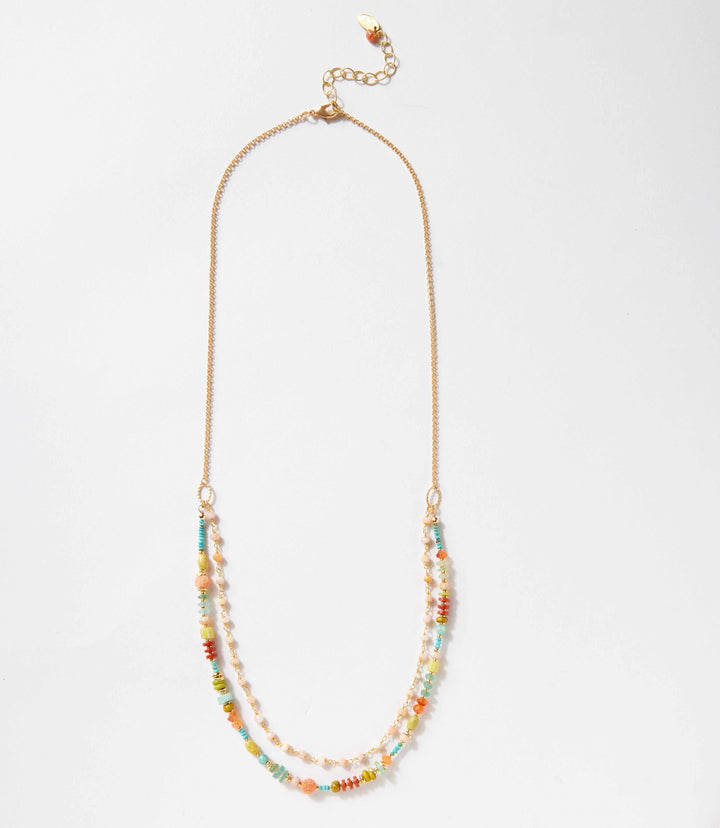 Mixed Gemstone Multistrand Necklace