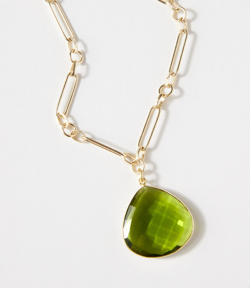 Peridot Quartz Pendant Necklace