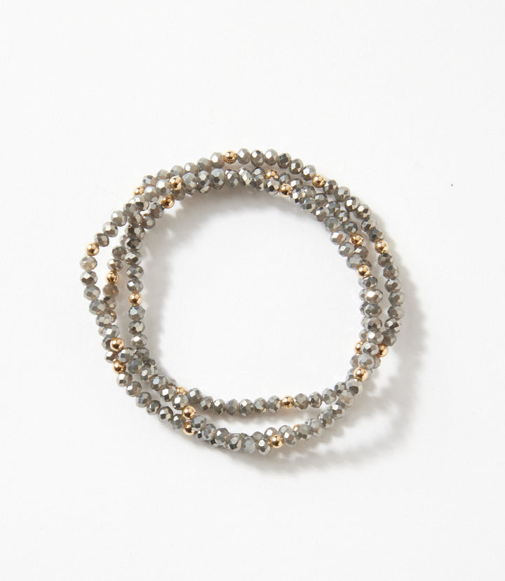 Beaded Crystal Bracelets, Set Of 3